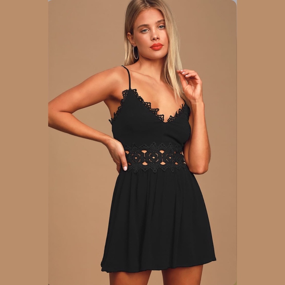 Lulus Mini Black Dress Medium - Picture 2 of 16